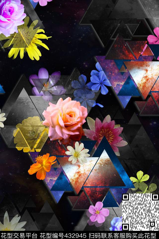 层次花瓣几何数码印花华亿平台下载（图片编号: 432945） - 瓦栏（Walan）