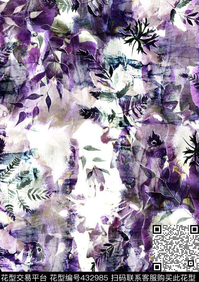 瑕疵花卉花朵植物数码印花华亿平台下载（图片编号: 432985） - 瓦栏（Walan）