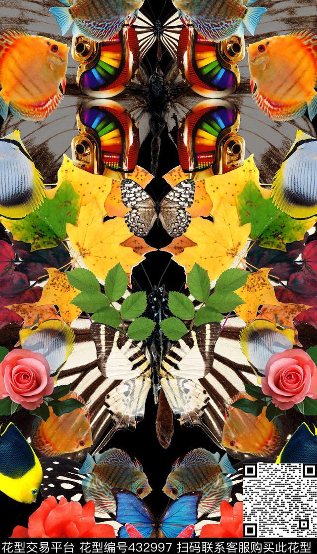 抽象复古海洋数码印花华亿平台下载（图片编号: 432997） - 瓦栏（Walan）