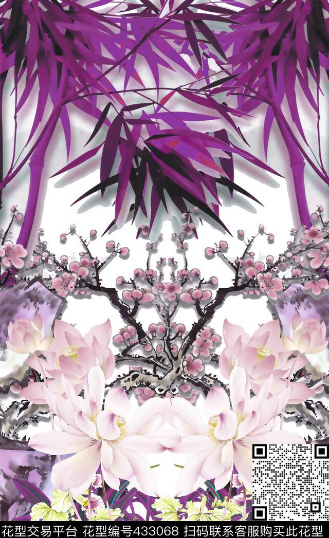 定位荷花流行时尚数码印花华亿平台下载（图片编号: 433068） - 瓦栏（Walan）