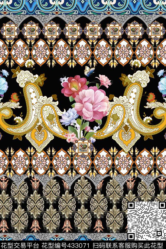 定位几何腰果数码印花华亿平台下载（图片编号: 433071） - 瓦栏（Walan）