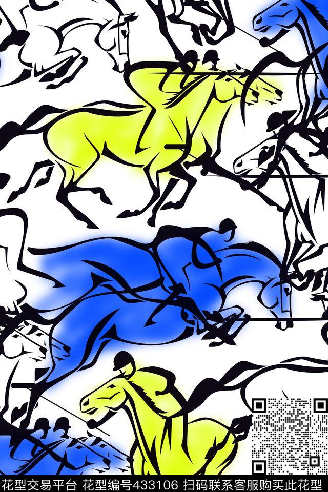 运动马术线条传统印花华亿平台下载（图片编号: 433106） - 瓦栏（Walan）