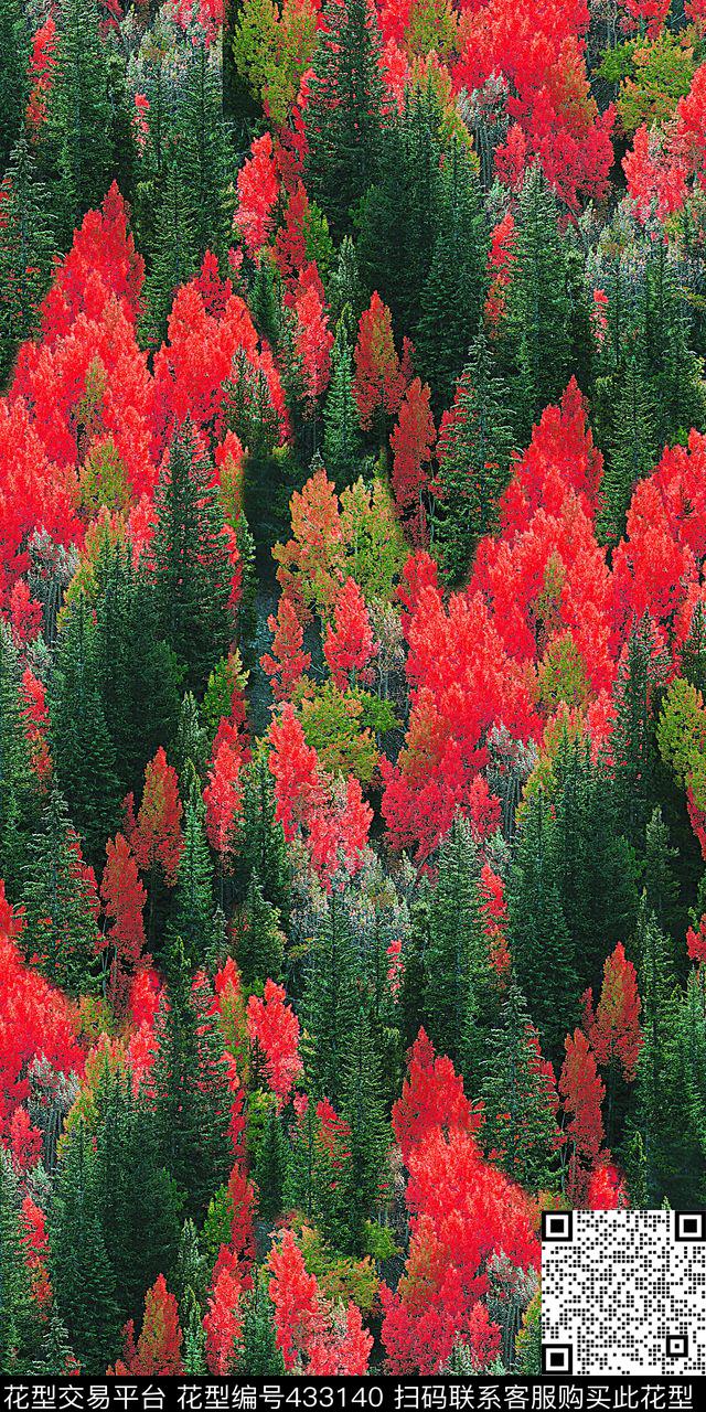 森林原始风格茂密的松树简单而又舒服的颜色搭配数码印花华亿平台下载（图片编号: 433140） - 瓦栏（Walan）