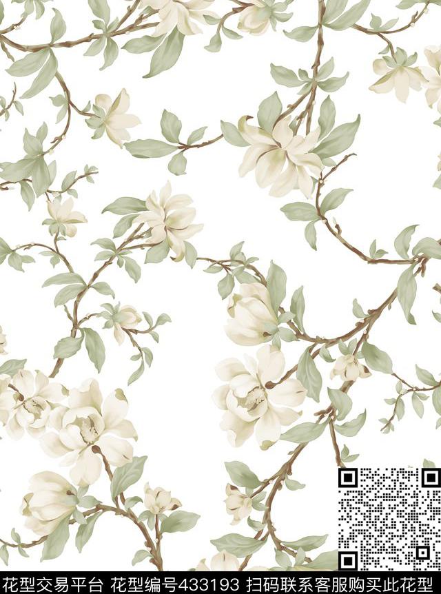 复古高贵花卉数码印花华亿平台下载（图片编号: 433193） - 瓦栏（Walan）