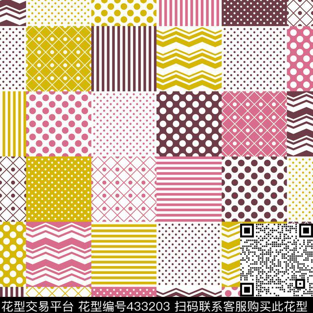 格子条纹圆点传统印花华亿平台下载（图片编号: 433203） - 瓦栏（Walan）