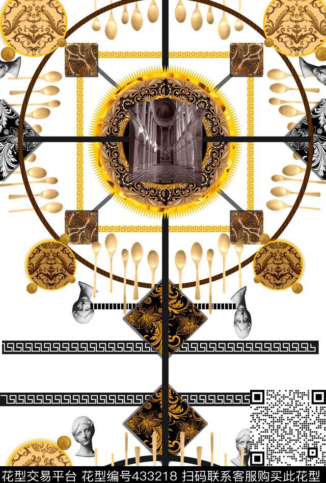 T恤花藤石膏黄金超前时尚-Versace数码印花华亿平台下载（图片编号: 433218） - 瓦栏（Walan）