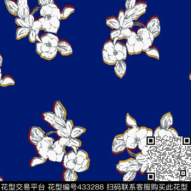 错位花花卉叶子传统印花华亿平台下载（图片编号: 433288） - 瓦栏（Walan）