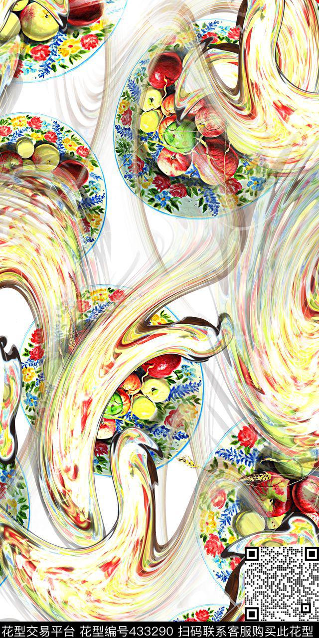 抽象多彩果盘肌理数码服装数码印花华亿平台下载（图片编号: 433290） - 瓦栏（Walan）