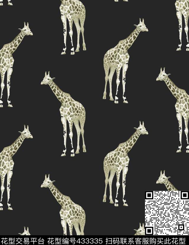 长颈鹿动物简约传统印花华亿平台下载（图片编号: 433335） - 瓦栏（Walan）