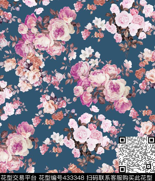 花卉流行时尚秋冬数码印花华亿平台下载（图片编号: 433348） - 瓦栏（Walan）