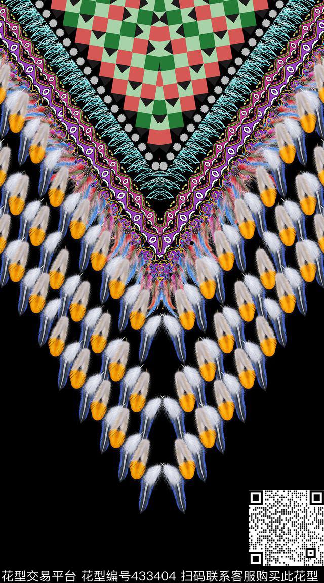 大牌定位时尚渐变羽毛数码印花华亿平台下载（图片编号: 433404） - 瓦栏（Walan）