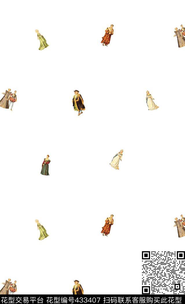 绘画文艺复兴人物手绘华亿平台数码印花华亿平台下载（图片编号: 433407） - 瓦栏（Walan）