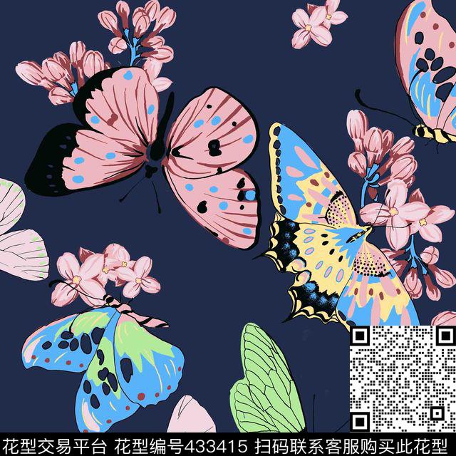 动物蝴蝶童装传统印花华亿平台下载（图片编号: 433415） - 瓦栏（Walan）