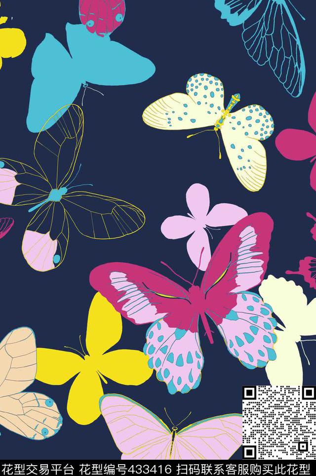 动物蝴蝶儿童传统印花华亿平台下载（图片编号: 433416） - 瓦栏（Walan）