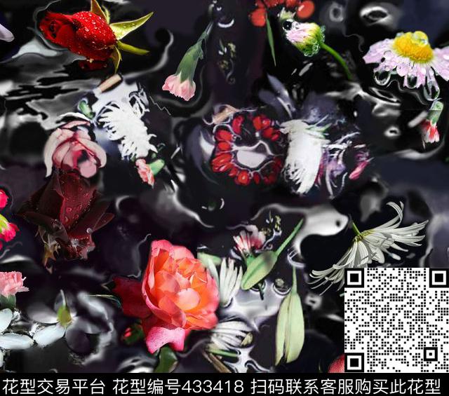 花朵花卉残花肌理数码印花华亿平台下载（图片编号: 433418） - 瓦栏（Walan）