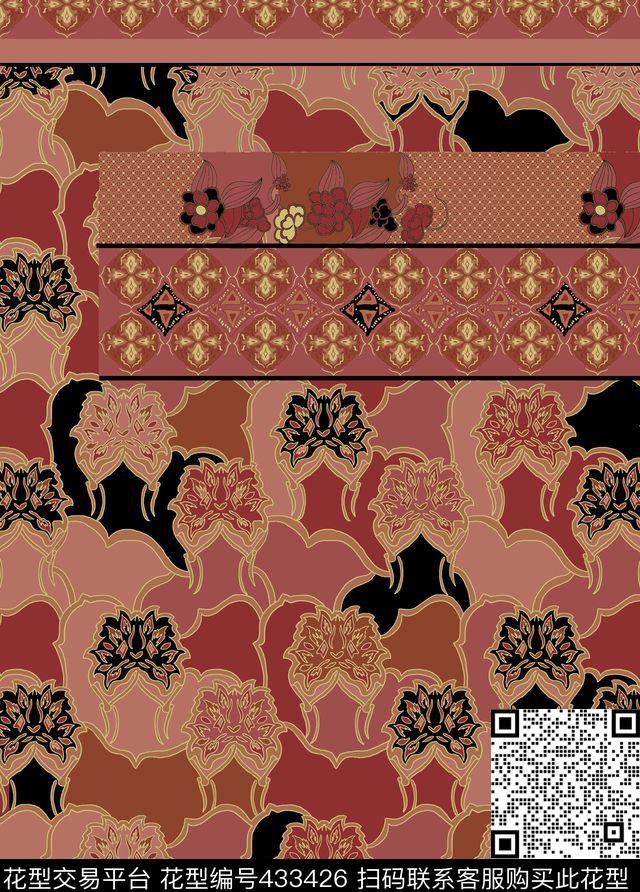 复古宫廷卷草传统印花华亿平台下载（图片编号: 433426） - 瓦栏（Walan）