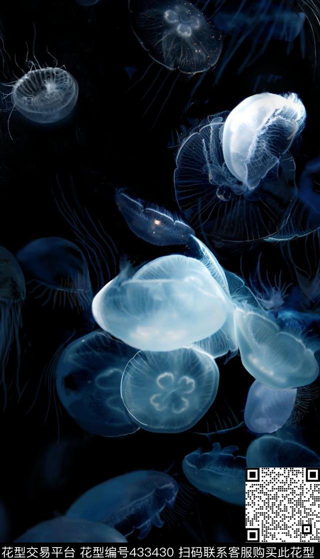 动物海底水母数码印花华亿平台下载（图片编号: 433430） - 瓦栏（Walan）