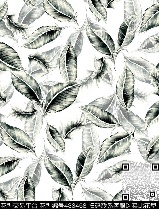 个性男装手绘树叶植物层次数码印花.手绘树叶植物数码印花华亿平台下载（图片编号: 433458） - 瓦栏（Walan）