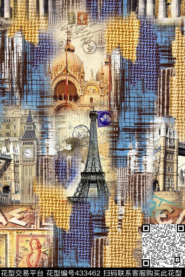 欧式风景建筑数码印花华亿平台下载（图片编号: 433462） - 瓦栏（Walan）