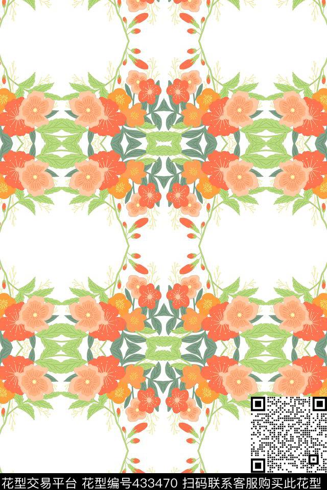 文艺风鲜花清新传统印花华亿平台下载（图片编号: 433470） - 瓦栏（Walan）