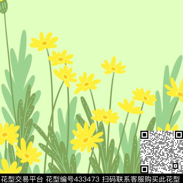 清新风小黄花文艺传统印花华亿平台下载（图片编号: 433473） - 瓦栏（Walan）