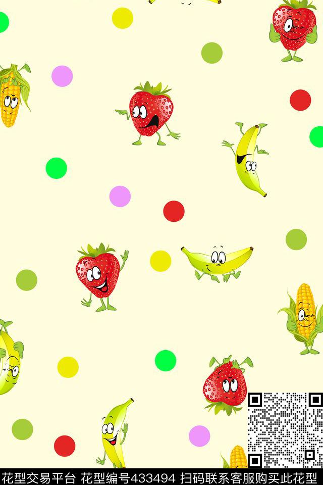 卡通草莓香蕉传统印花华亿平台下载（图片编号: 433494） - 瓦栏（Walan）