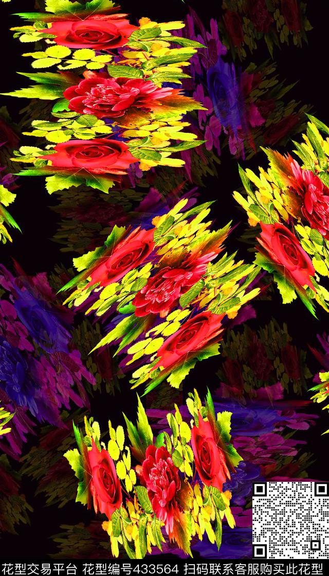 花卉花团田园风数码印花华亿平台下载（图片编号: 433564） - 瓦栏（Walan）