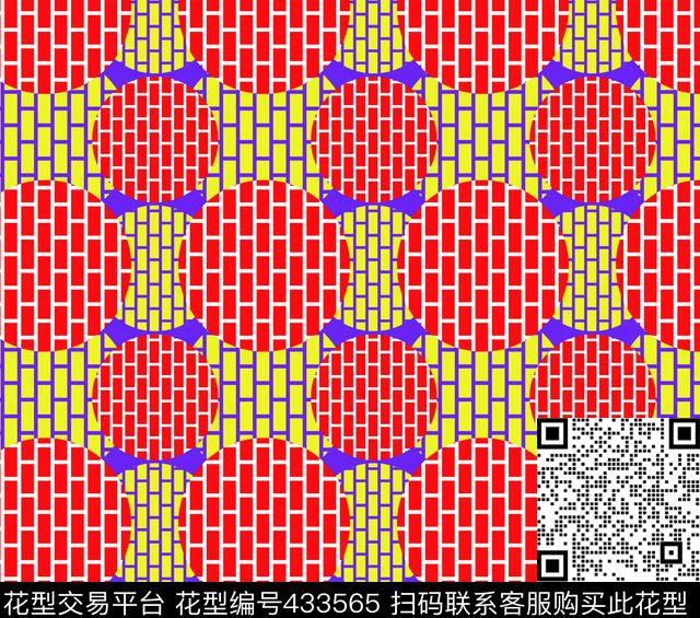 红黄框面料图案男装传统印花华亿平台下载（图片编号: 433565） - 瓦栏（Walan）