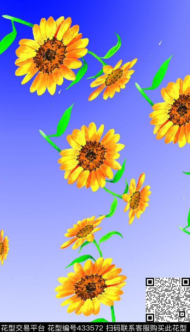 田园风向日葵阳光数码印花华亿平台下载（图片编号: 433572） - 瓦栏（Walan）
