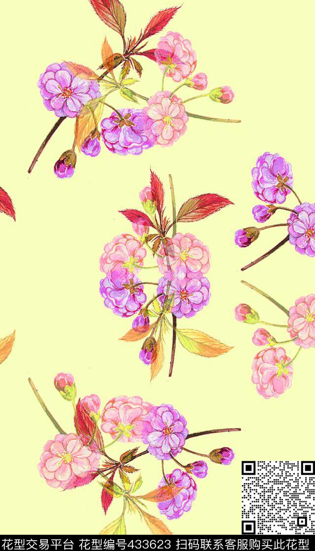 淡色田园风小花数码印花华亿平台下载（图片编号: 433623） - 瓦栏（Walan）