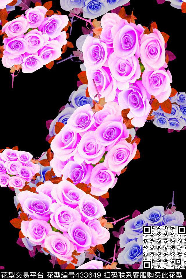 蓝色水粉中国风数码印花华亿平台下载（图片编号: 433649） - 瓦栏（Walan）