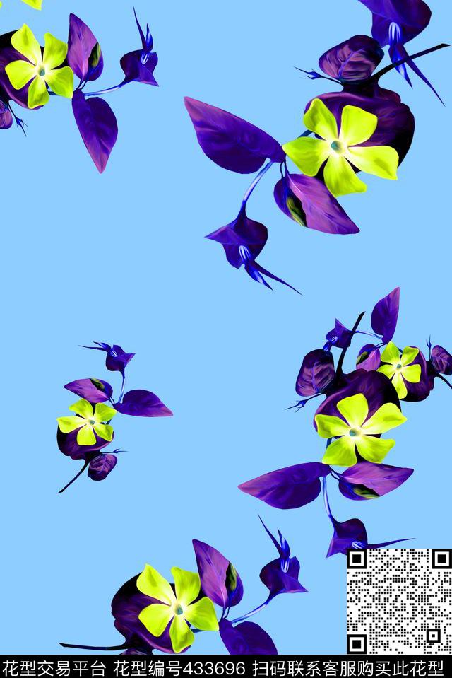 田园风花卉小清新数码印花华亿平台下载（图片编号: 433696） - 瓦栏（Walan）