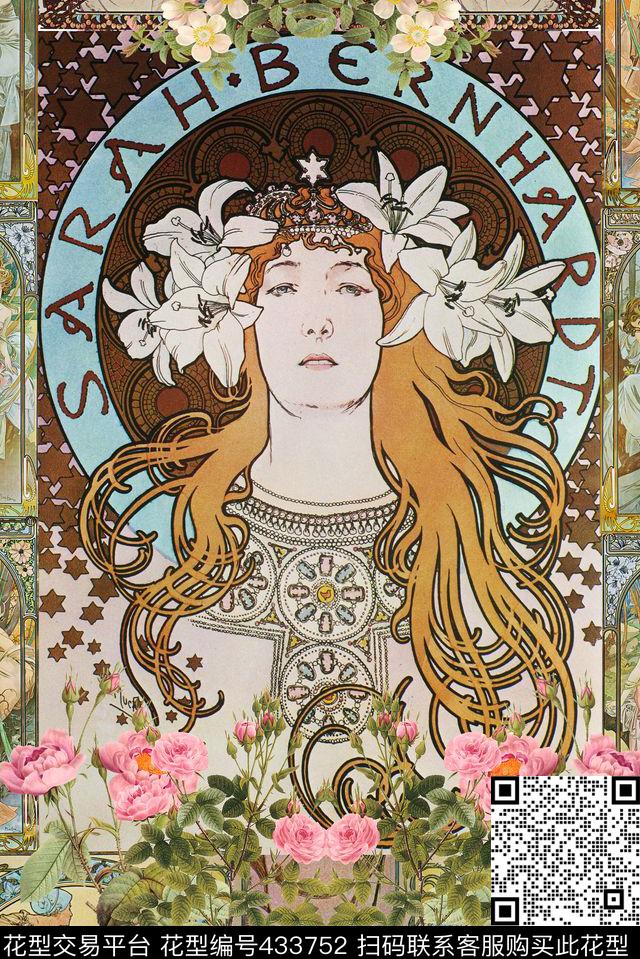 古典复古素雅穆夏绘画油画作品文艺复兴数码印花华亿平台下载（图片编号: 433752） - 瓦栏（Walan）