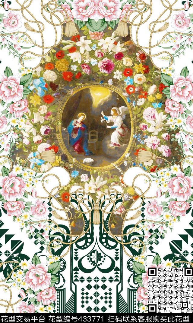 欧式人物几何图形花纹现代油画花卉数码印花华亿平台下载（图片编号: 433771） - 瓦栏（Walan）