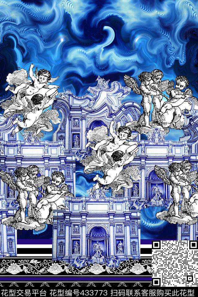 欧式宫廷风中世纪巴洛克数码印花华亿平台下载（图片编号: 433773） - 瓦栏（Walan）