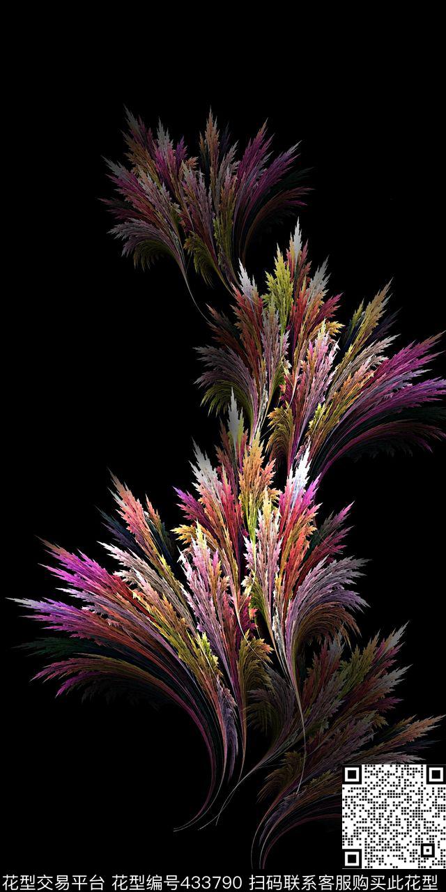 抽象定位羽毛数码印花华亿平台下载（图片编号: 433790） - 瓦栏（Walan）