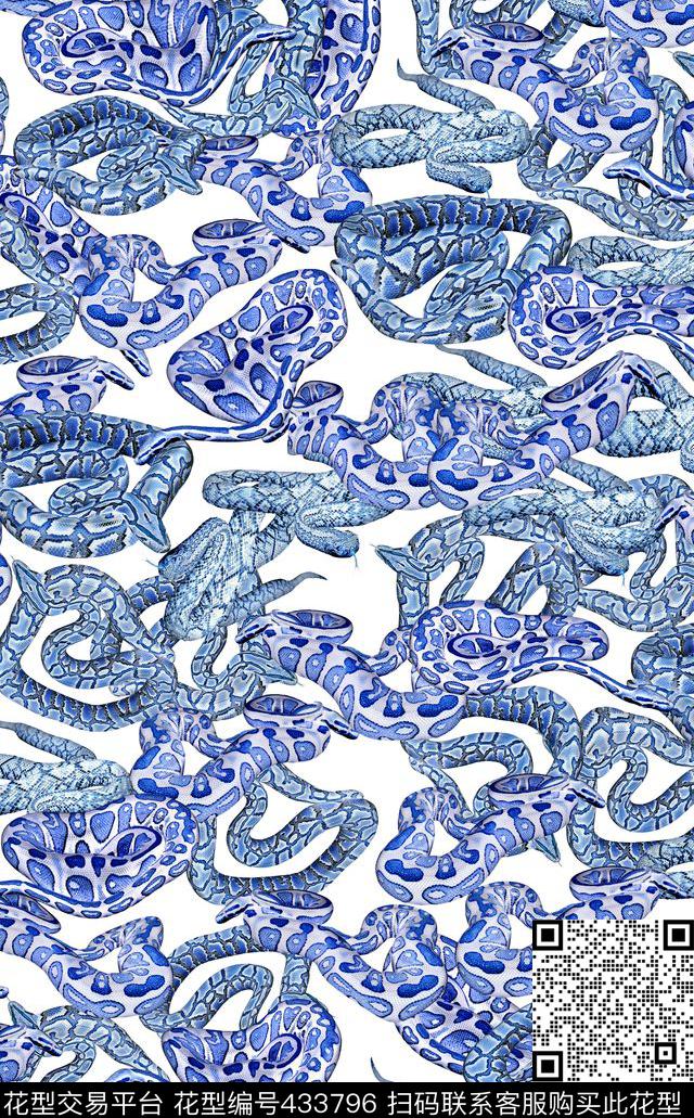 动物纹民族风青花蛇数码印花华亿平台下载（图片编号: 433796） - 瓦栏（Walan）