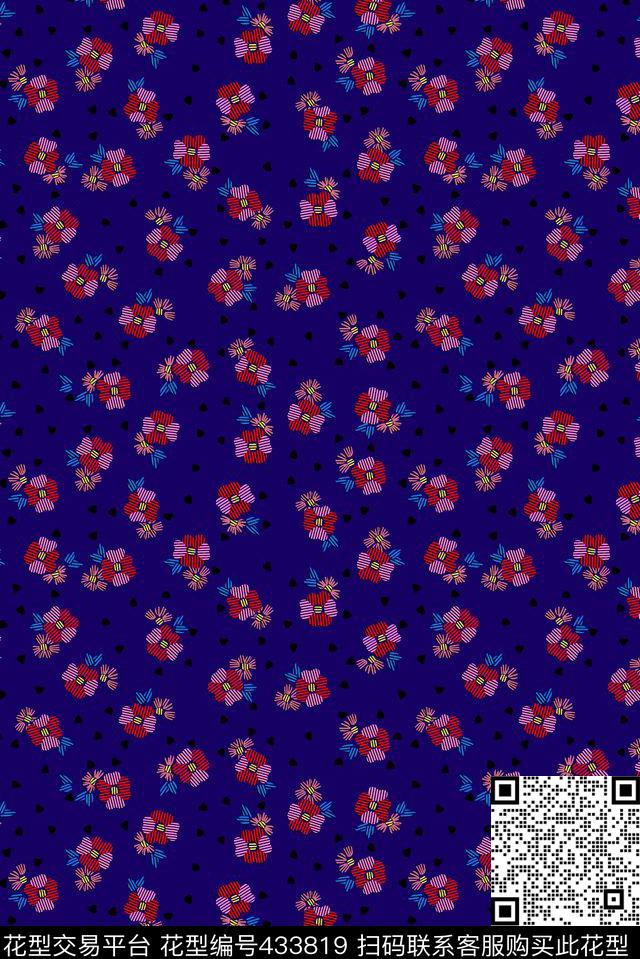 花卉可爱卡通可爱水彩小花传统印花华亿平台下载（图片编号: 433819） - 瓦栏（Walan）