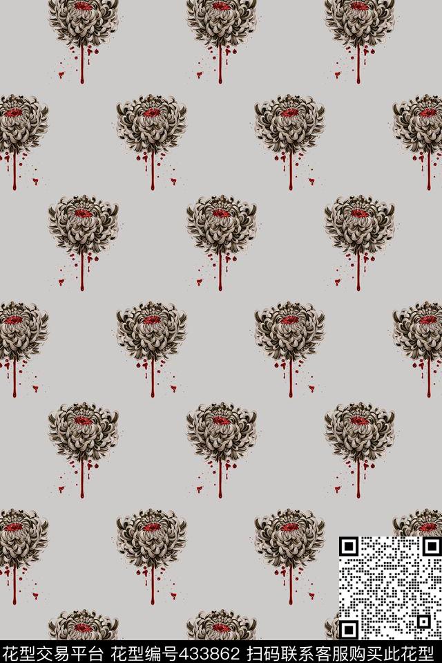 简约时尚血钻雏菊菊花休闲男装数码印花华亿平台下载（图片编号: 433862） - 瓦栏（Walan）