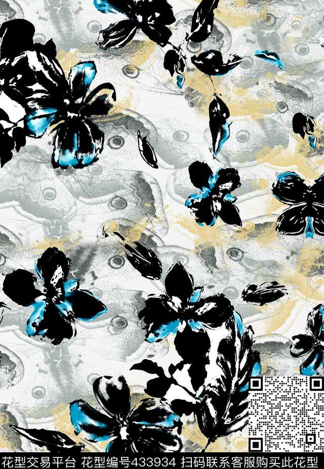 蝴蝶花绘面料数码印花华亿平台下载（图片编号: 433934） - 瓦栏（Walan）
