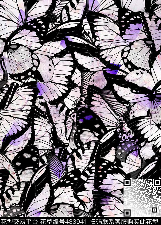 抽像蝴蝶面料数码印花华亿平台下载（图片编号: 433941） - 瓦栏（Walan）