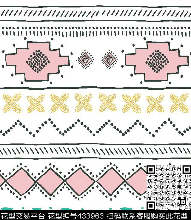 民族风手绘小几何传统印花华亿平台下载（图片编号: 433963） - 瓦栏（Walan）