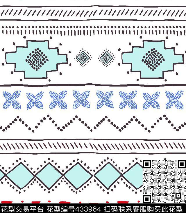 民族风手绘小几何传统印花华亿平台下载（图片编号: 433964） - 瓦栏（Walan）