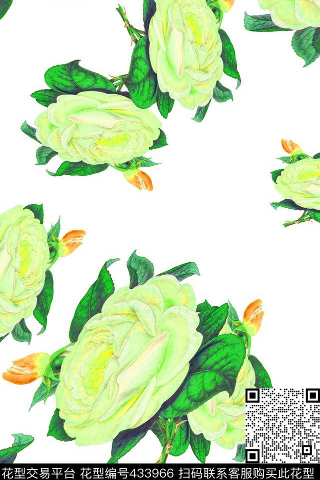 中国风花卉清纯数码印花华亿平台下载（图片编号: 433966） - 瓦栏（Walan）