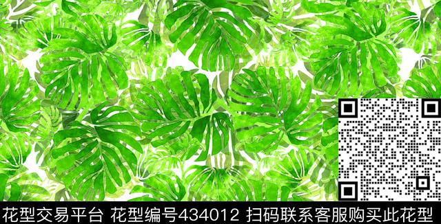绿叶植物叶片数码印花华亿平台下载（图片编号: 434012） - 瓦栏（Walan）