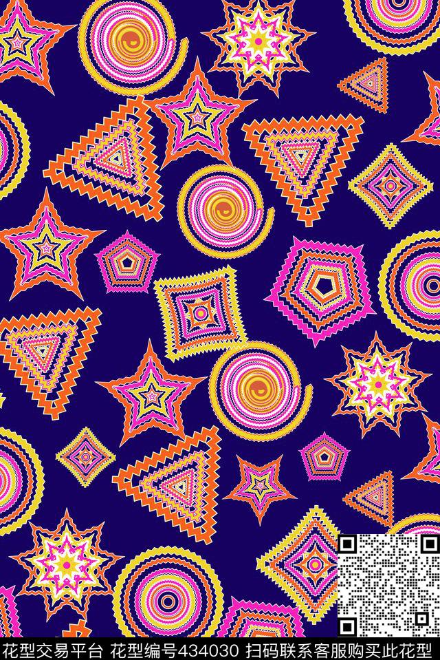 休闲时尚Z形图案波点变形传统印花华亿平台下载（图片编号: 434030） - 瓦栏（Walan）