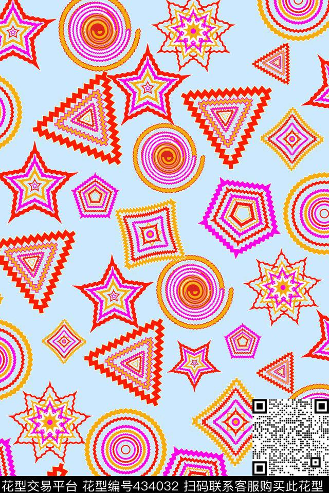 休闲时尚Z形图案波点变形传统印花华亿平台下载（图片编号: 434032） - 瓦栏（Walan）