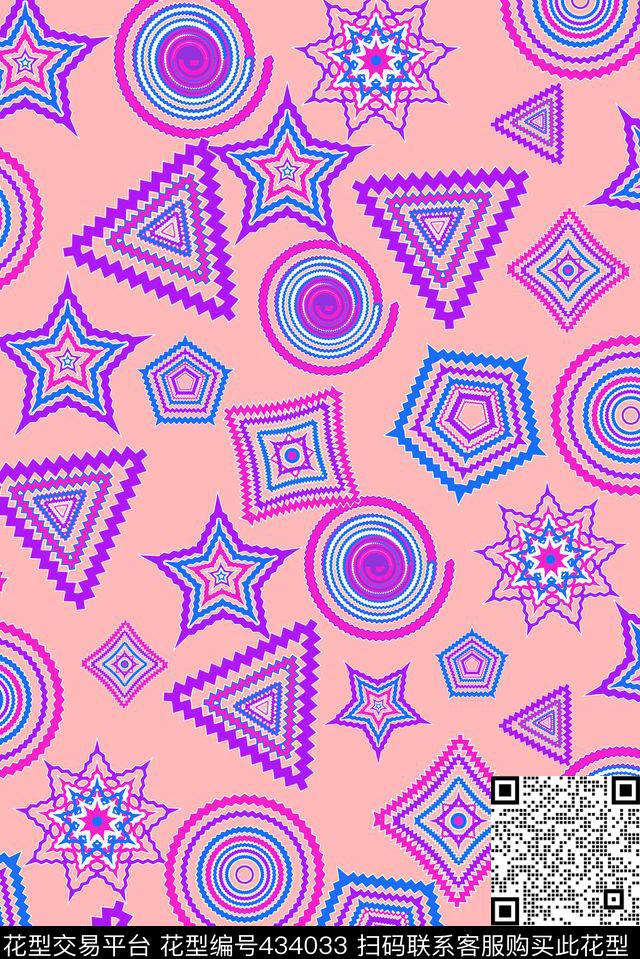 休闲时尚Z形图案波点变形传统印花华亿平台下载（图片编号: 434033） - 瓦栏（Walan）