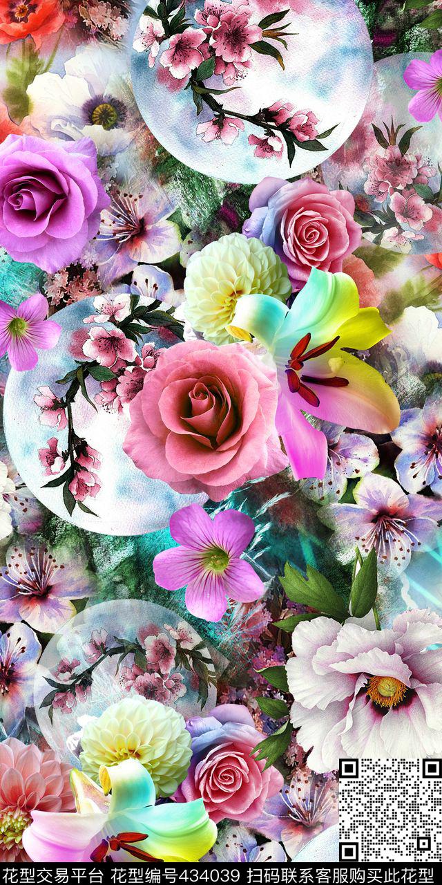 大牌时尚数码女装花卉数码印花华亿平台下载（图片编号: 434039） - 瓦栏（Walan）