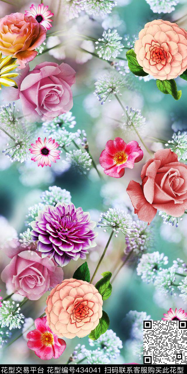 清爽清新风数码简单花卉数码印花华亿平台下载（图片编号: 434041） - 瓦栏（Walan）